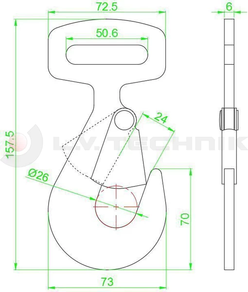 Flat hook 50mm 5t