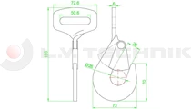 Flat rotated hook 50mm 90° 5t