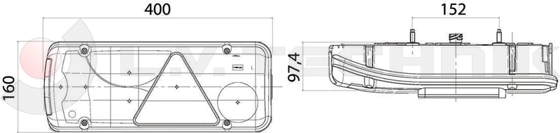 Rear lamp for trailer bulb right