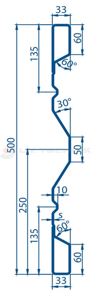 Steel sidewall profile 500 3500mm