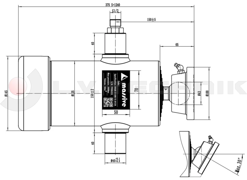 Hidraulikus munkahenger 1240/6 tag/6 t Pmax=160 bar Massive készlet