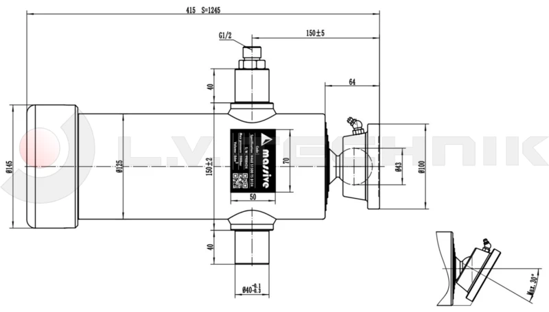 Hidraulikus munkahenger 1245/5 tag/8 t Pmax=160 bar Massive készlet