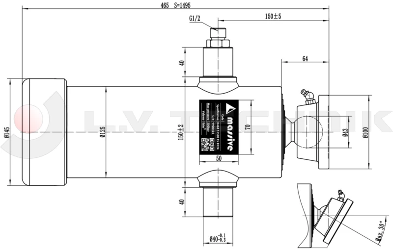 Hydralic cylinder 1500/5stage/8t kit