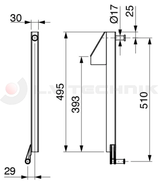 Sideboard head for tipper pillar long 400/500mm right