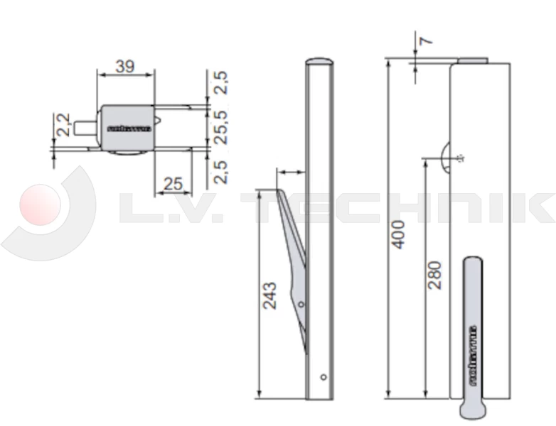 Dropside lock 3000XF 400mm left