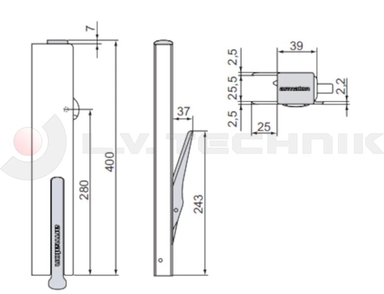 Dropside lock 3000XF 400mm right