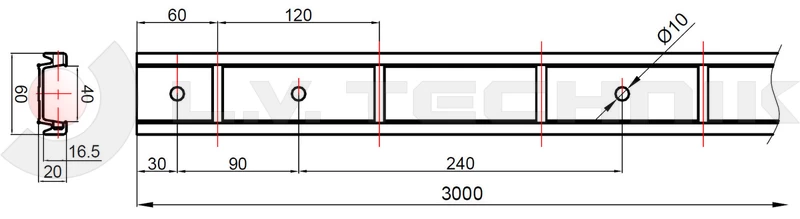 Aluminium lashing rail track