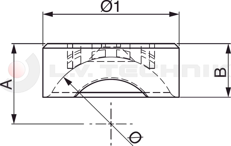 Tipper ball 80mm horizontal plastic inlay