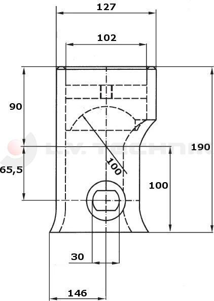 Tipper ball 100mm horizontal socket TIPO I