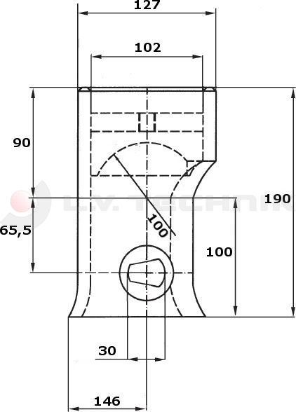 Tipper ball 100mm horizontal socket TIPO II