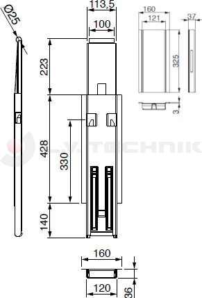 Middle pillar 400/500 25mm TOP complete