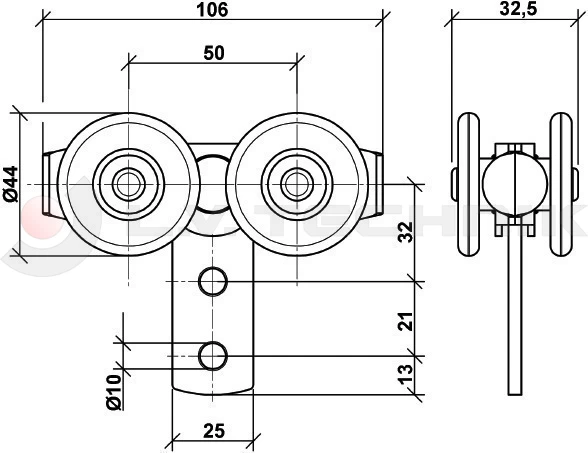 Roller 44mm double