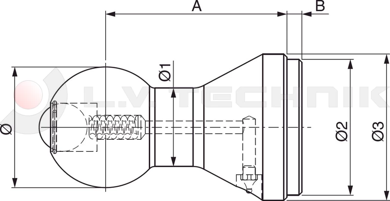 Tipper ball 80mm horizontal