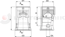 Tipper ball 80mm horizontal socket TIPO II