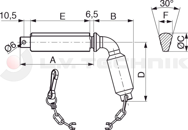 Tipper ball 80mm horizontal pin TIPO II