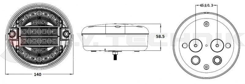 Tail lamp LED round 9-33V