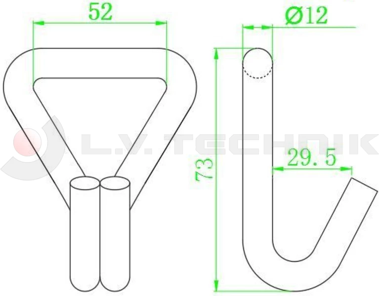 Double J hook 50mm 5t