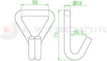 Double J hook 50mm 5t