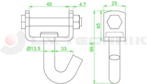 Swivel hook 35mm 3t