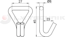 Double J hook 25mm 1T