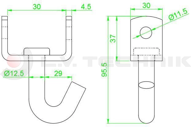 Swivel hook 35mm 3t