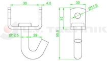 Swivel hook 35mm 3t