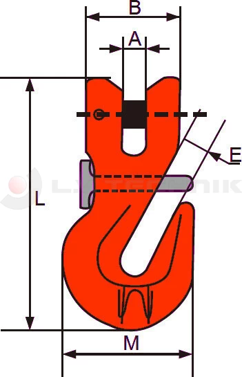 GYA - Lánc fogó horog 10mm lánchoz LC63kN