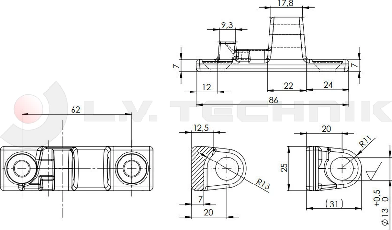 Hinge set 85mm