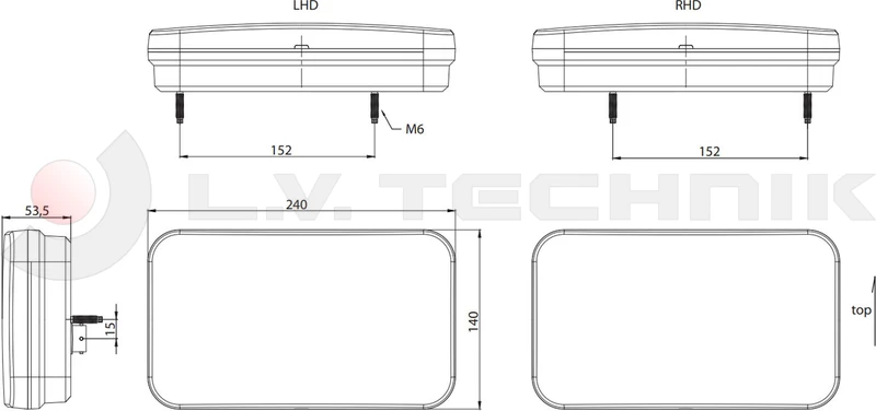 Universal LED rear lamp 12-36V left