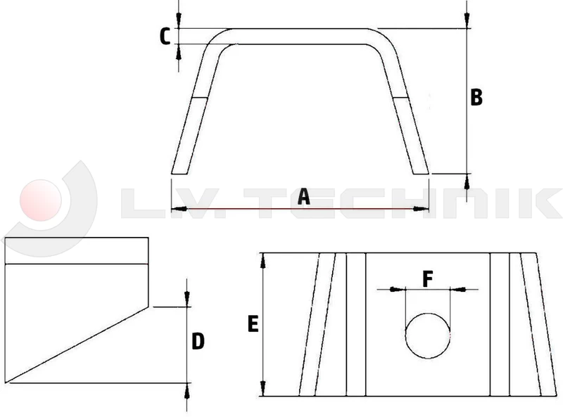 Segédalváz-rögz.bak hegeszthető Lv=8 mm